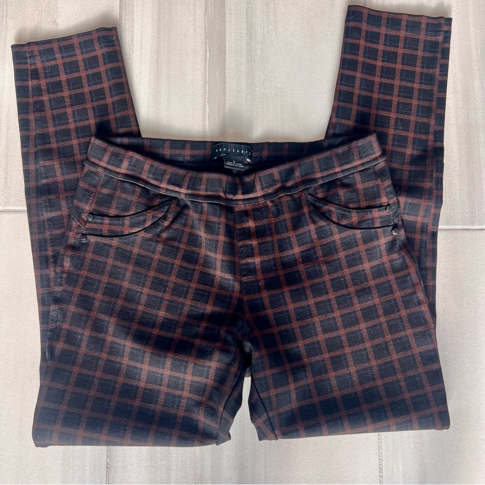 Sanctuary Black and Brown Plaid Pants